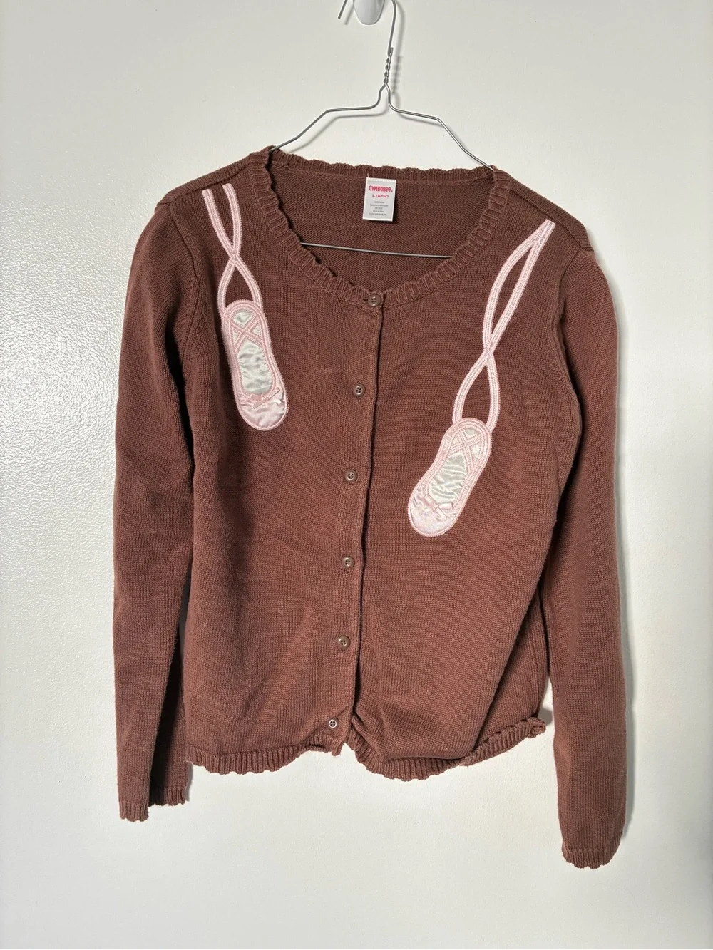 Gymboree Brown Cardigan with Pink Ballet Appliqués
